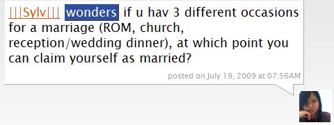if u hav 3 different occasions for a marriage (ROM, church, reception/wedding dinner), at which point you can claim yourself as married? 
